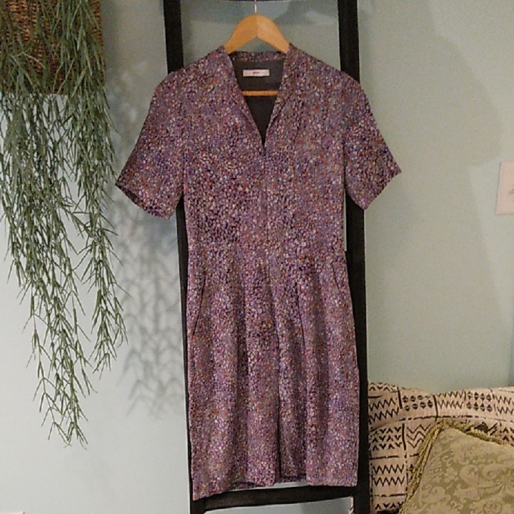 Leggiadro Purple Floral Midi Dress